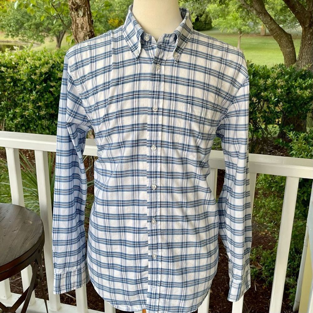 Castaway Original Madrid Trading Co. Long Sleeve Shirt. Blue/white. Size Large.